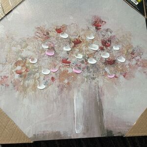 Floral Abstract Canvas Art with Red and Pink Accents